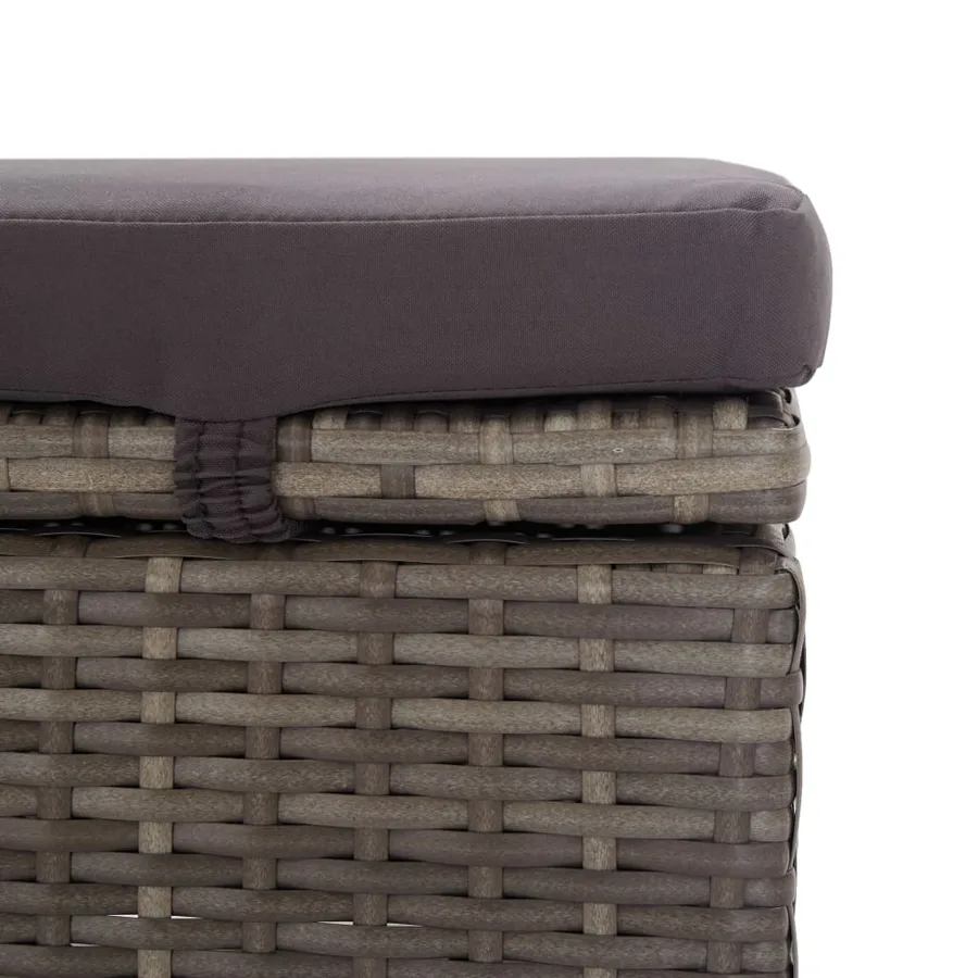 Chaise longue avec auvent et coussin Résine tressée Gris - 7