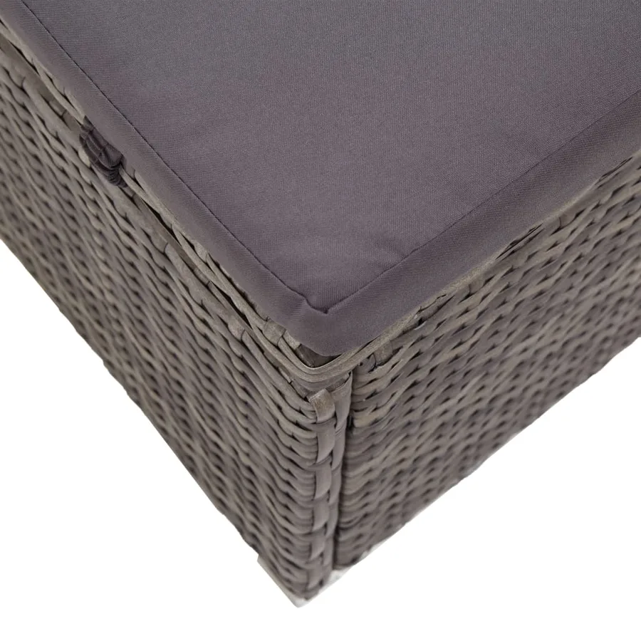 Chaise longue avec auvent et coussin Résine tressée Gris - 8