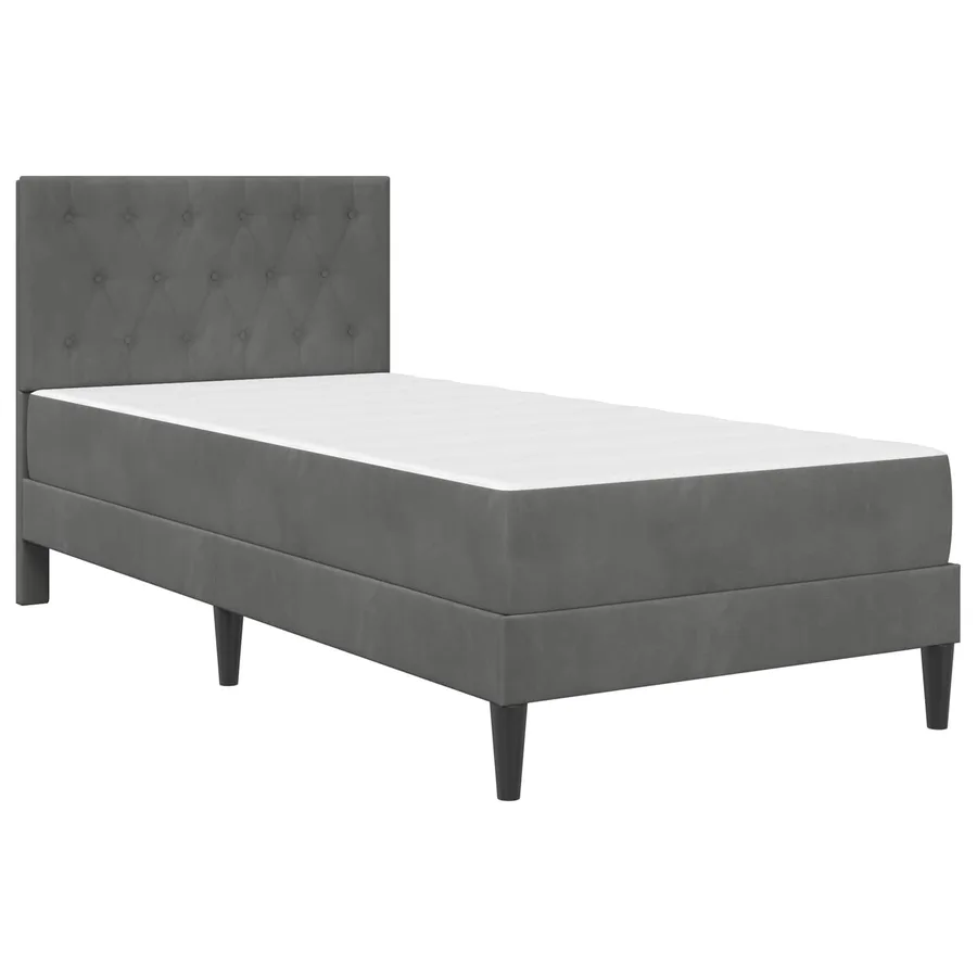 Cadre de lit avec matelas Gris foncé 100 x 200 cm Velours - 3