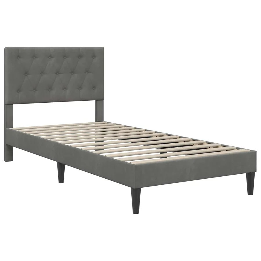 Cadre de lit avec matelas Gris foncé 100 x 200 cm Velours - 4
