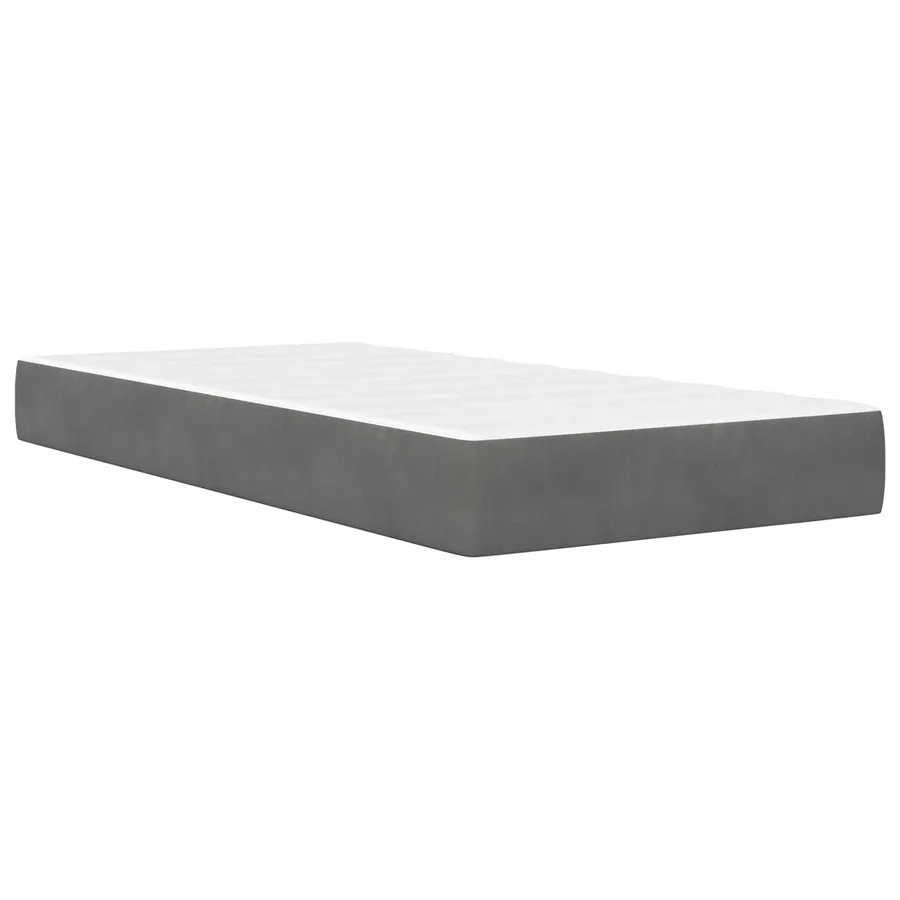 Cadre de lit avec matelas Gris foncé 100 x 200 cm Velours - 5