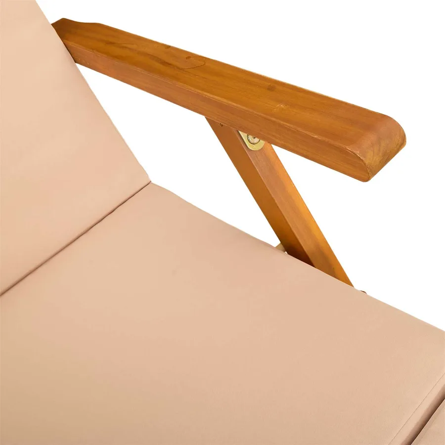 Chaise longue inclinable et pliable 3 pcs Beige - 9
