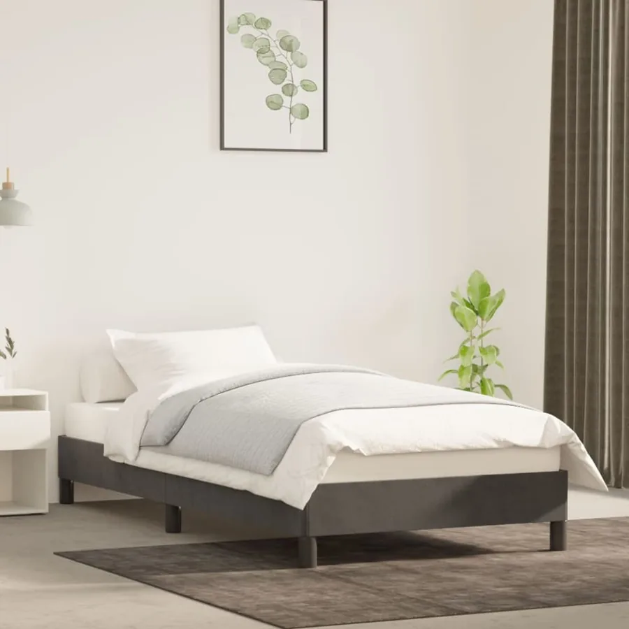 Cadre de lit sans matelas gris foncé 80x200 cm velours