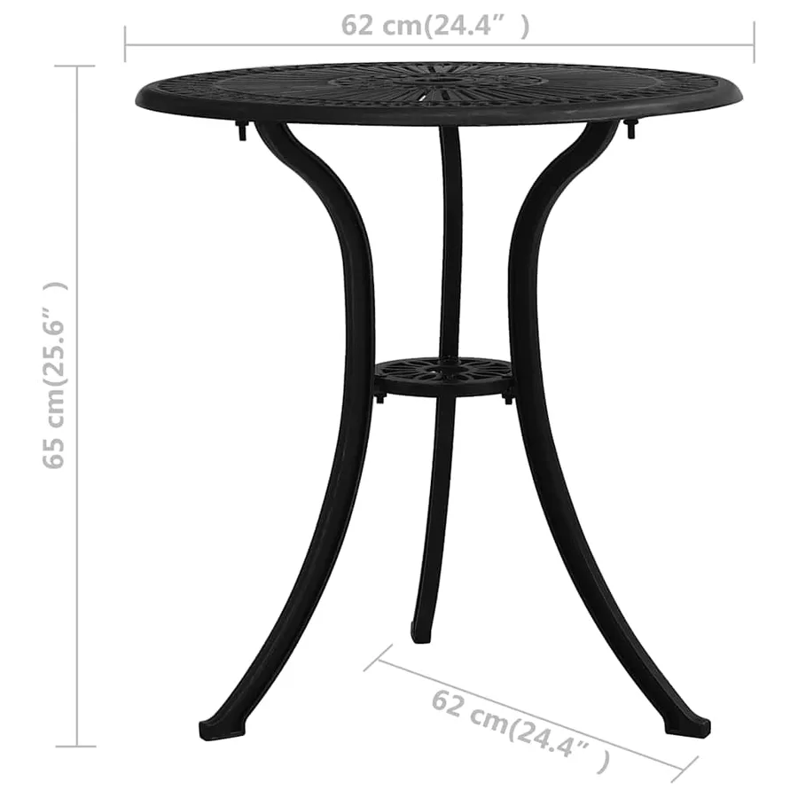 Table de jardin Noir 62x62x65 cm Aluminium coulé - 6