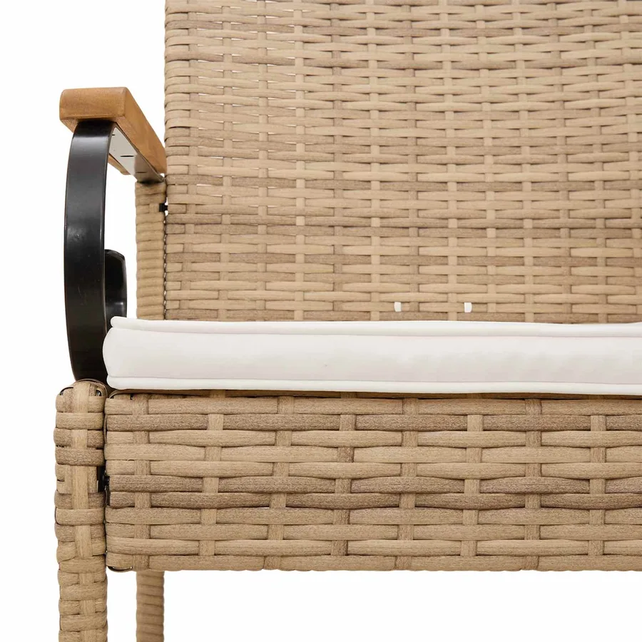 Chaises de jardin avec coussin 4 pcs Beige et blanc crème - 10