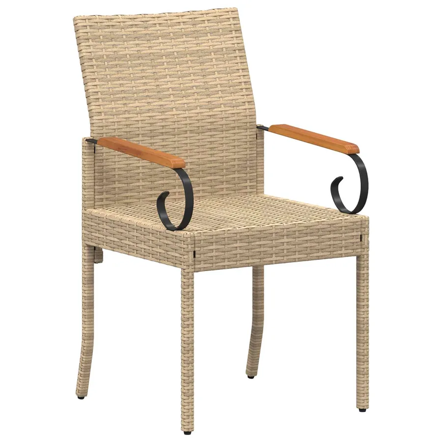 Chaises de jardin avec coussin 4 pcs Beige et blanc crème - 5