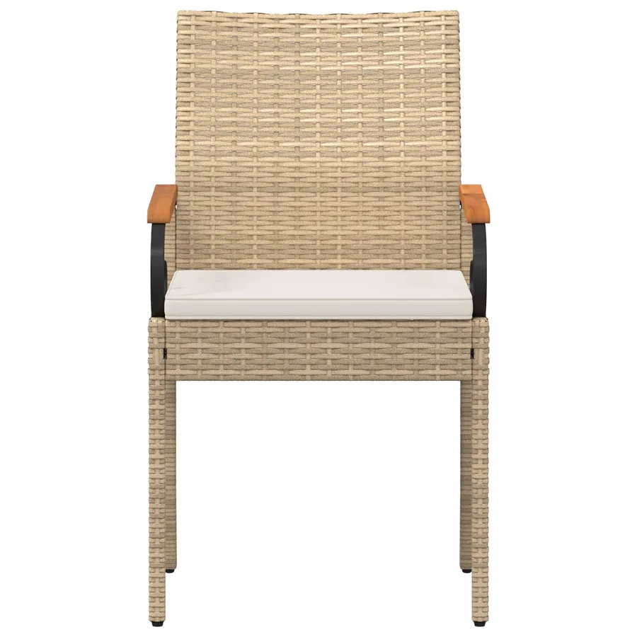 Chaises de jardin avec coussin 4 pcs Beige et blanc crème - 6