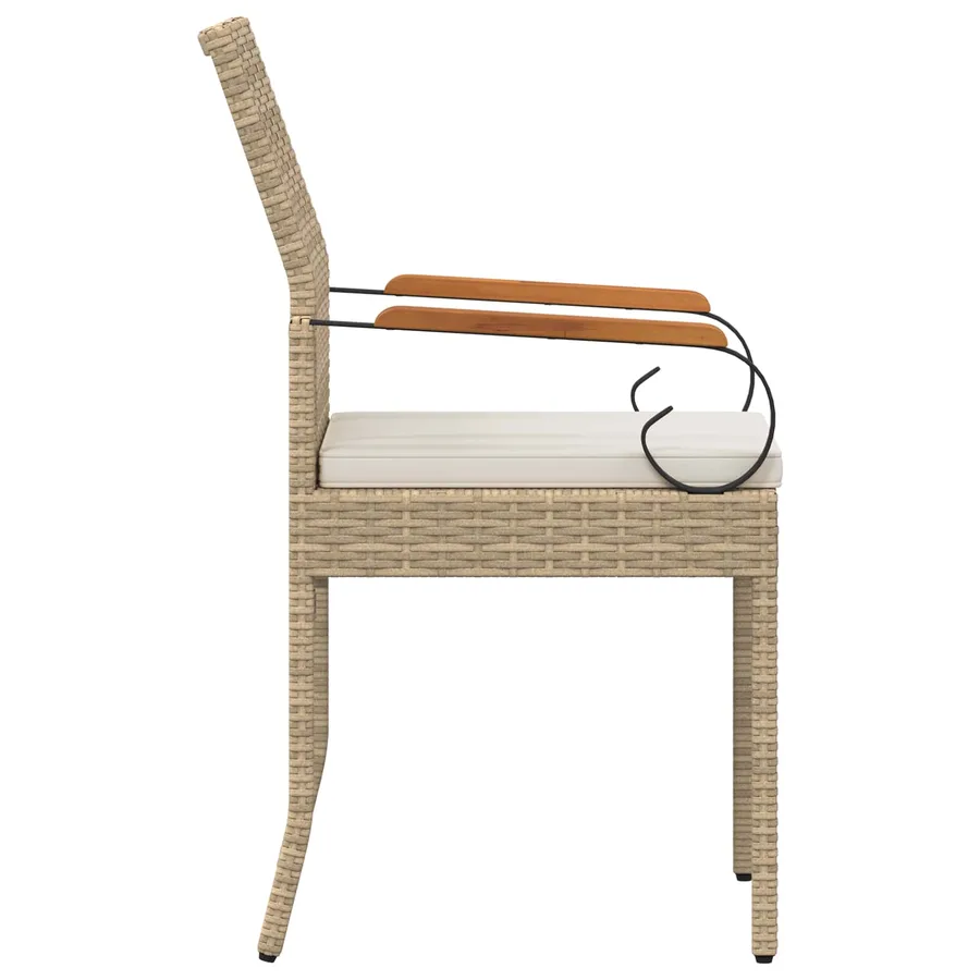 Chaises de jardin avec coussin 4 pcs Beige et blanc crème - 7