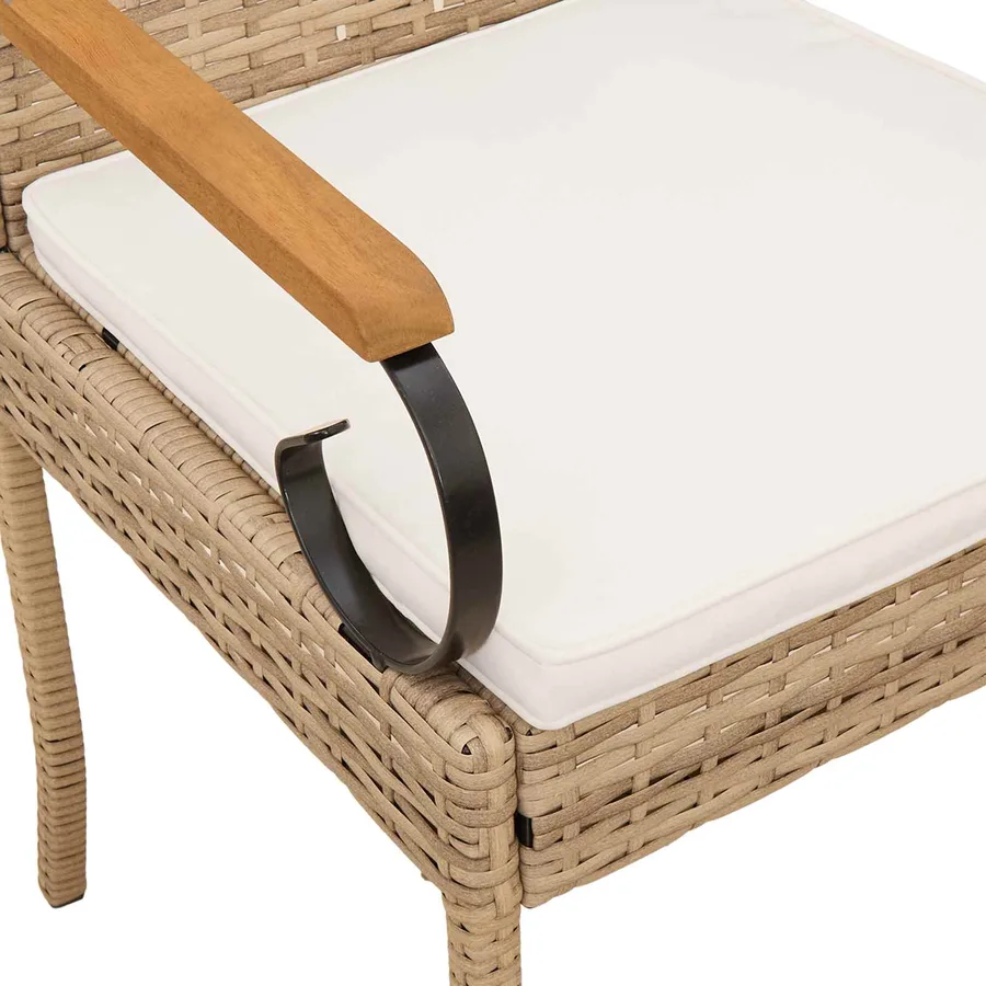 Chaises de jardin avec coussin 4 pcs Beige et blanc crème - 9