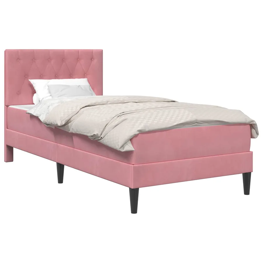 Cadre de lit avec matelas Rose 90 x 200 cm Velours - 2