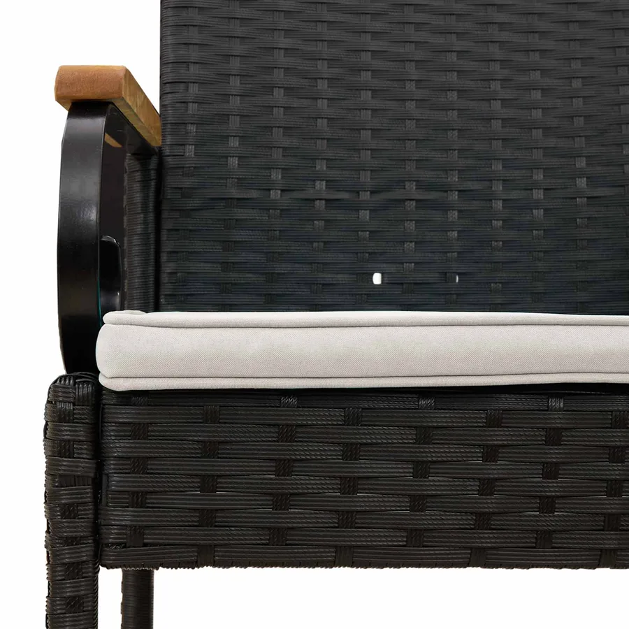 Chaises de jardin avec coussin 4 pcs Noir et blanc crème - 10