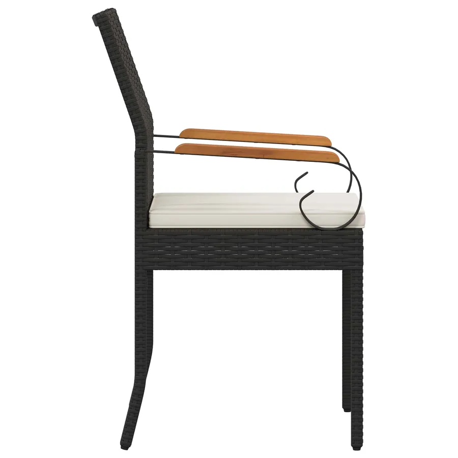 Chaises de jardin avec coussin 4 pcs Noir et blanc crème - 7