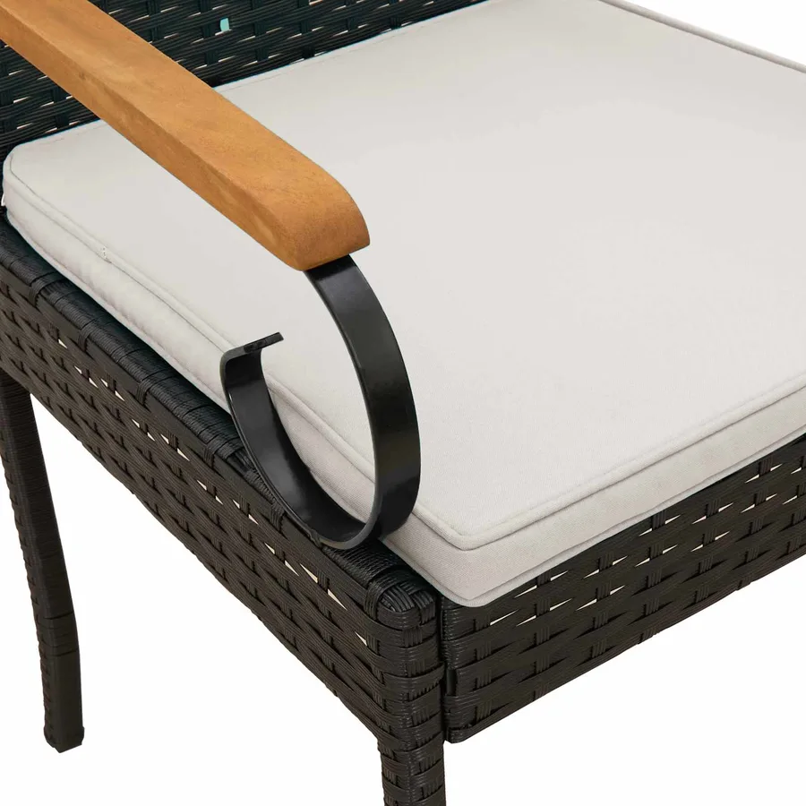 Chaises de jardin avec coussin 4 pcs Noir et blanc crème - 9