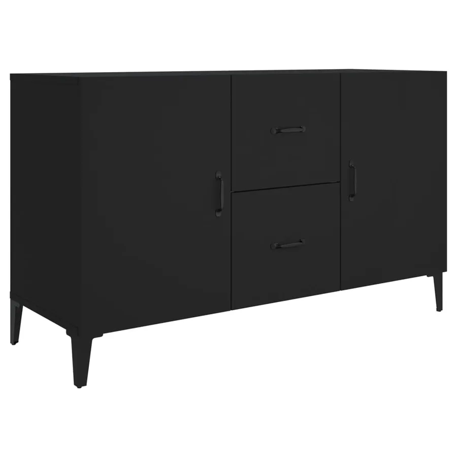 Buffet noir 100x36x60 cm bois d'ingénierie - 2