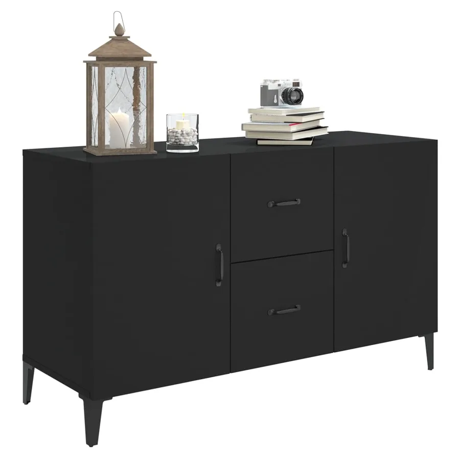 Buffet noir 100x36x60 cm bois d'ingénierie - 4