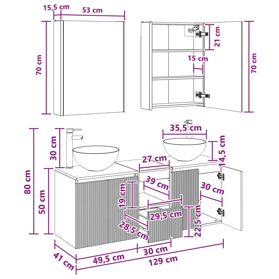Ensemble d'armoire de salle de bain 5 pcs Chêne Sonoma - 15