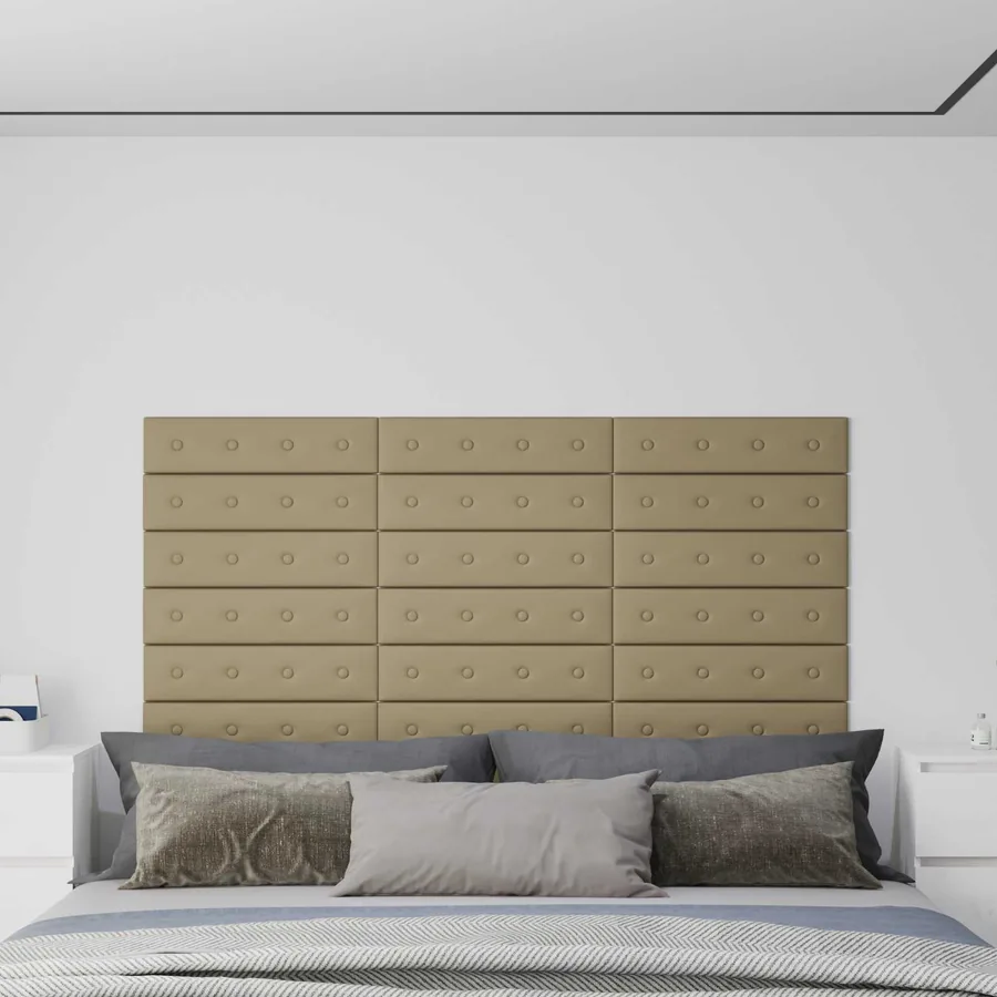Tête de lit murale 12 pcs Cappuccino 60 x 15 cm Simili cuir