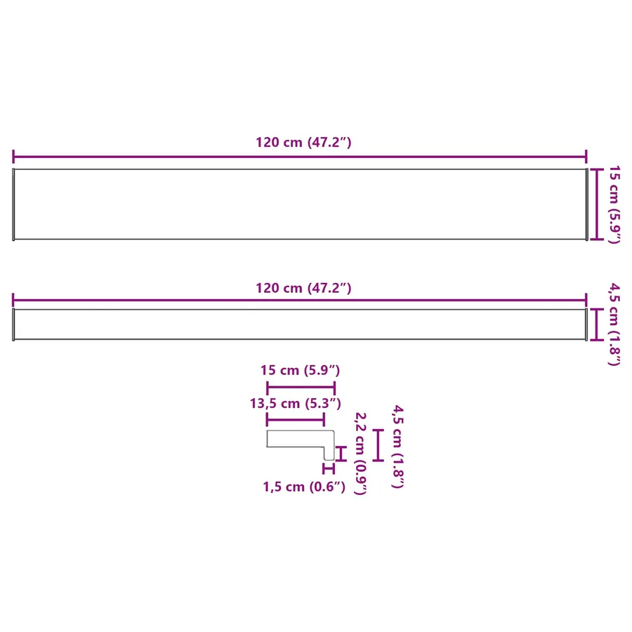 Appui de fenêtre Blanc 120 x 15 x 4,5 cm PVC - 13