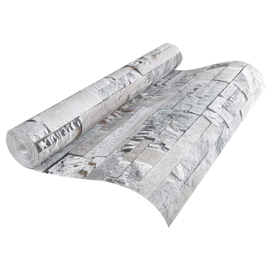 Papier peint en pierre 3D Gris 10 x 0,53 m Tissu non tissé