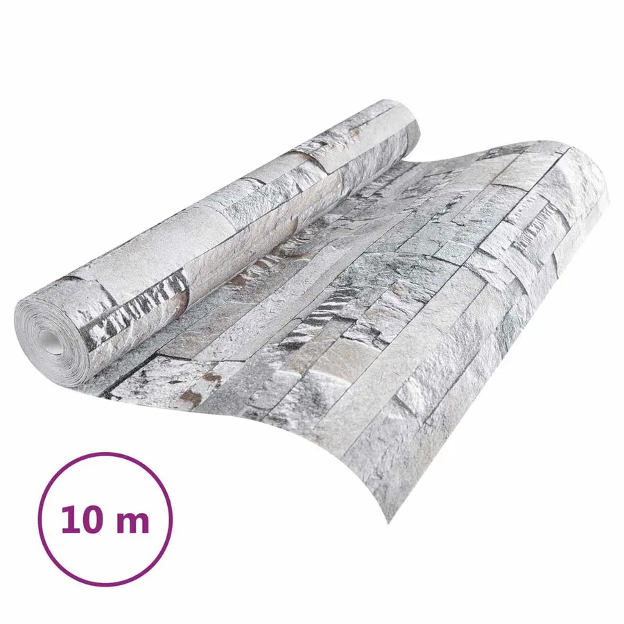 Papier peint en pierre 3D Gris 10 x 0,53 m Tissu non tissé - 2