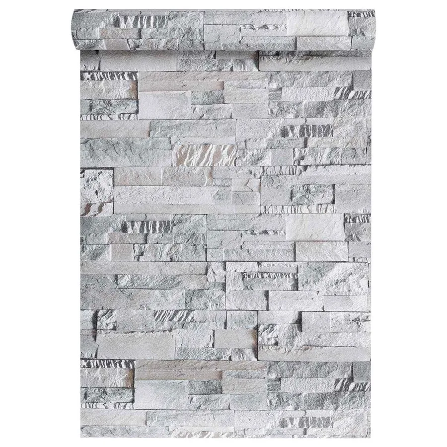 Papier peint en pierre 3D Gris 10 x 0,53 m Tissu non tissé - 3