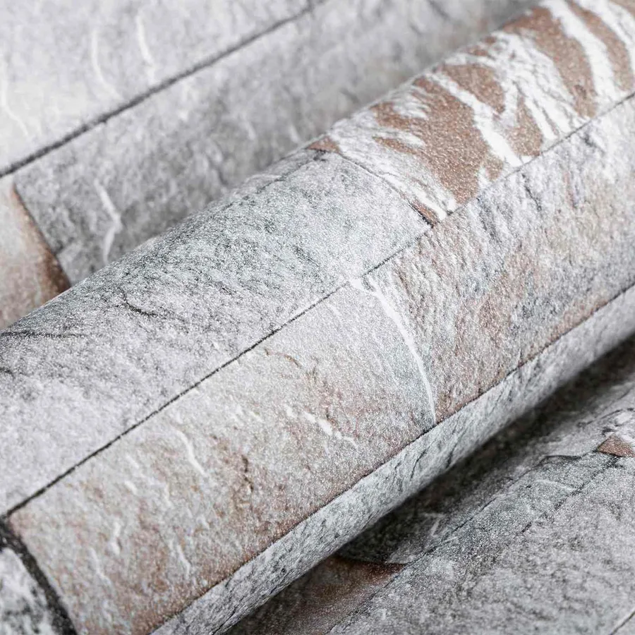 Papier peint en pierre 3D Gris 10 x 0,53 m Tissu non tissé - 5
