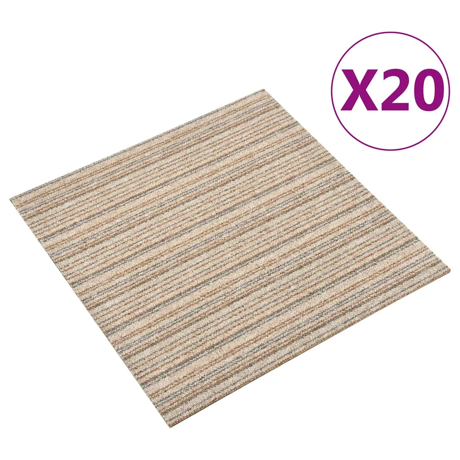 Tapis 20 pcs Beige rayé 50 x 50 cm 100% Polypropylène - 2