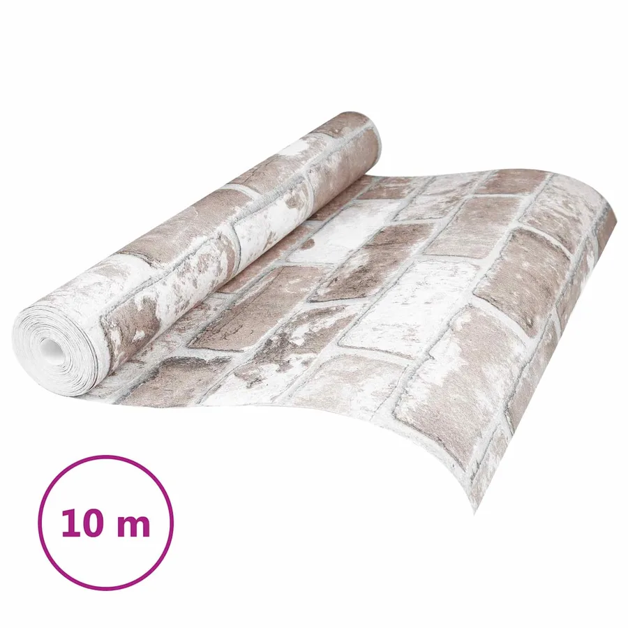 Papier peint 3D Solide Rayé Brique 10 x 0,53 m Tissu non tissé - 2