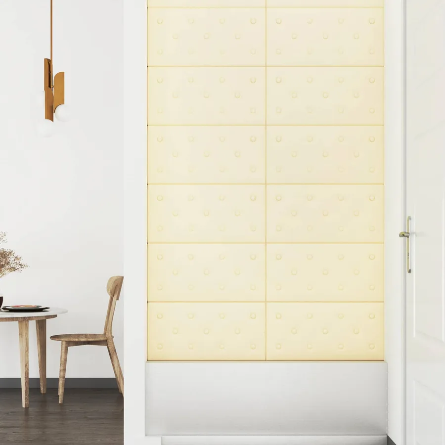 Tête de lit murale 12 pcs Crème 60 x 30 cm Simili cuir - 3