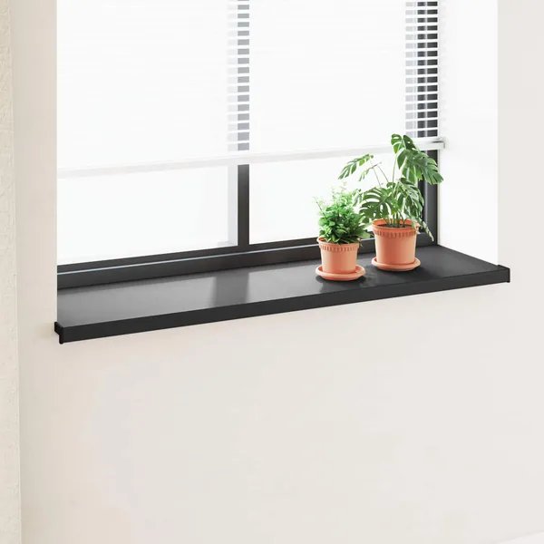 Appui de fenêtre Noir avec grain de bois 160 x 40 x 4,5 cm PVC