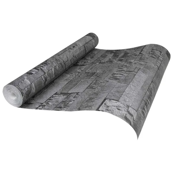 Papier peint en pierre 3D Noir 10 x 0,53 m Tissu non tissé
