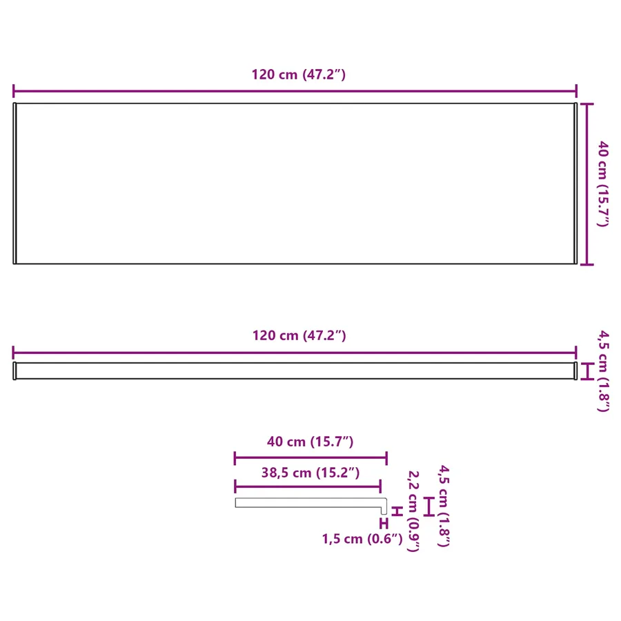 Appui de fenêtre Blanc 120 x 40 x 4,5 cm PVC - 13