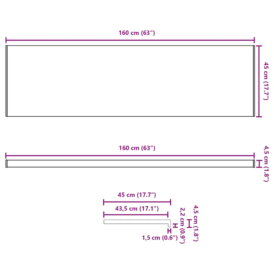 Appui de fenêtre Blanc 160 x 45 x 4,5 cm PVC - 13