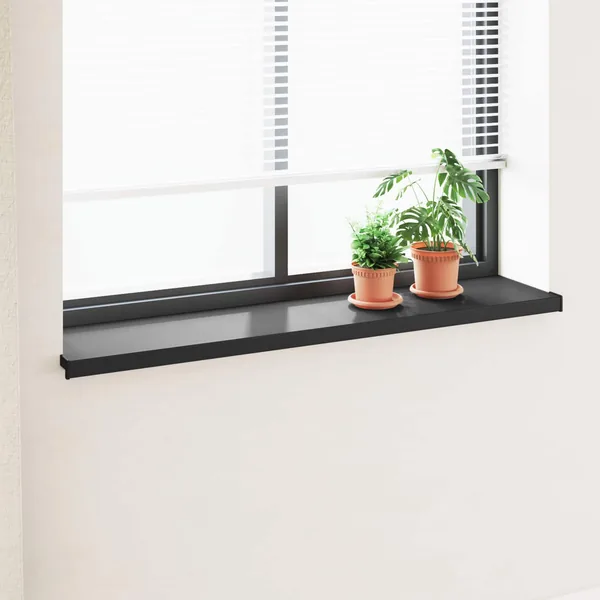Appui de fenêtre Noir avec grain de bois 120 x 30 x 4,5 cm PVC