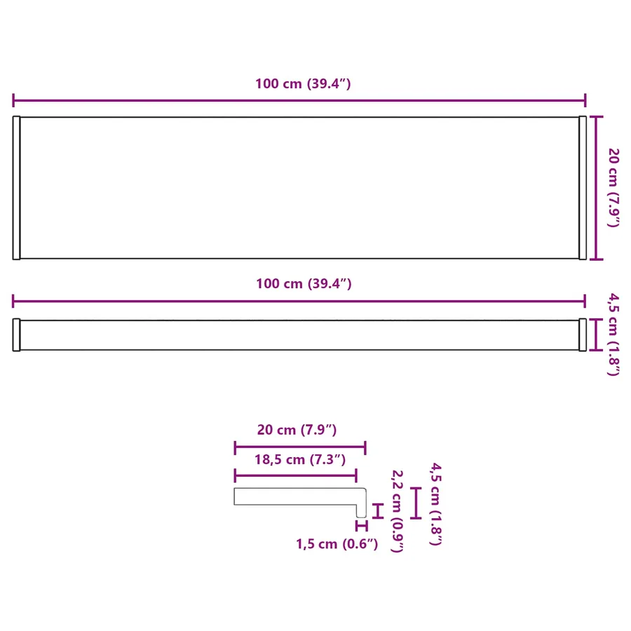 Appui de fenêtre Blanc 100 x 20 x 4,5 cm PVC - 13