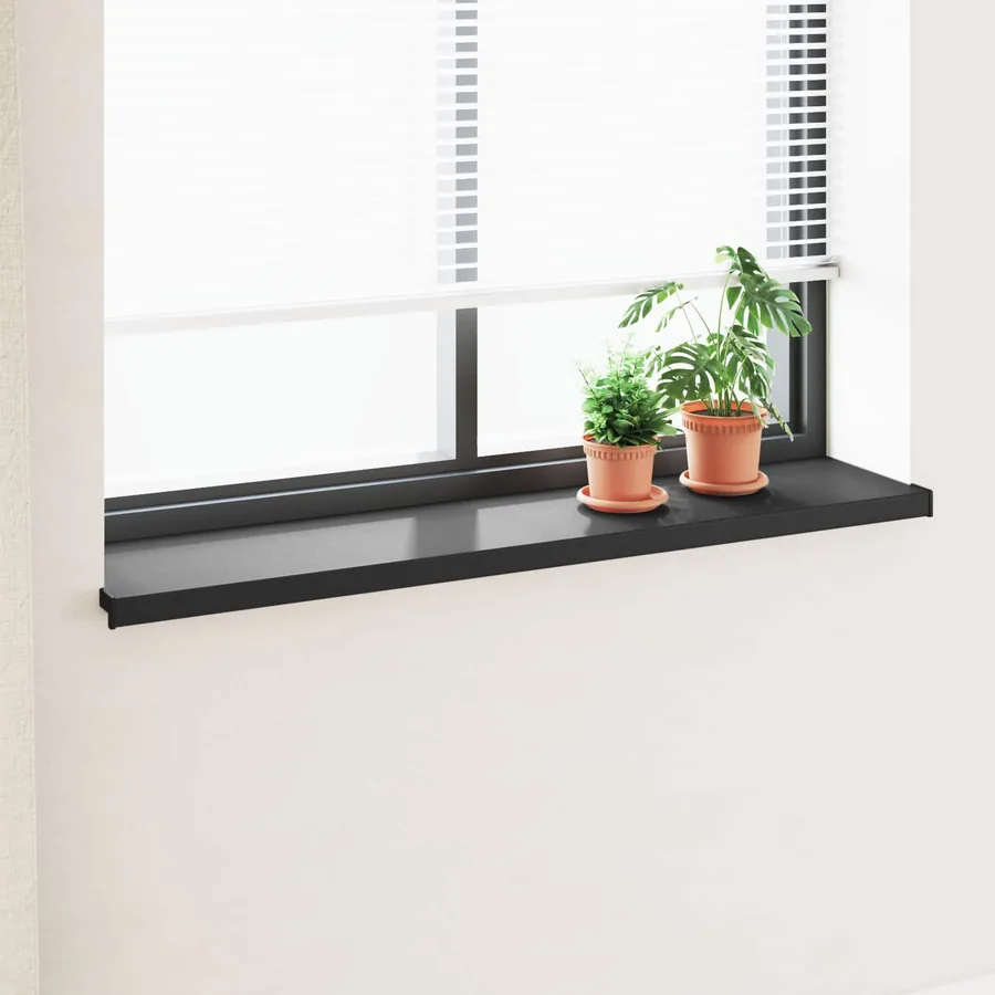 Appui de fenêtre Noir avec grain de bois 120 x 35 x 4,5 cm PVC