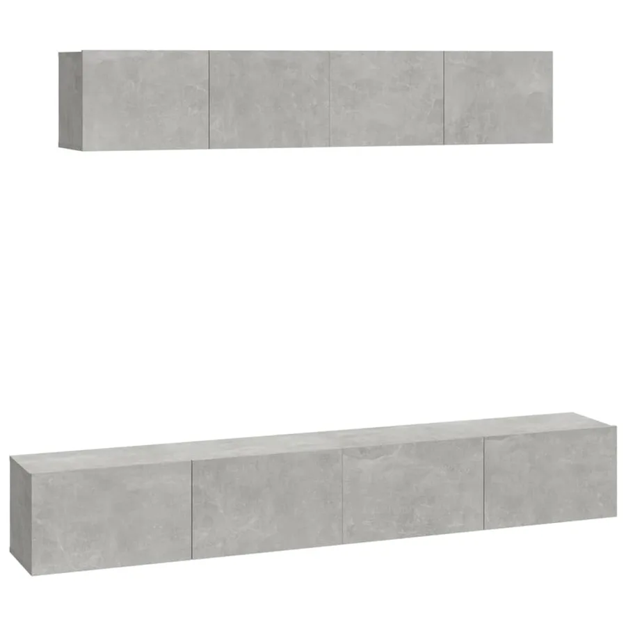 Ensemble de meubles TV 4 pcs Gris béton Bois d'ingénierie - 2
