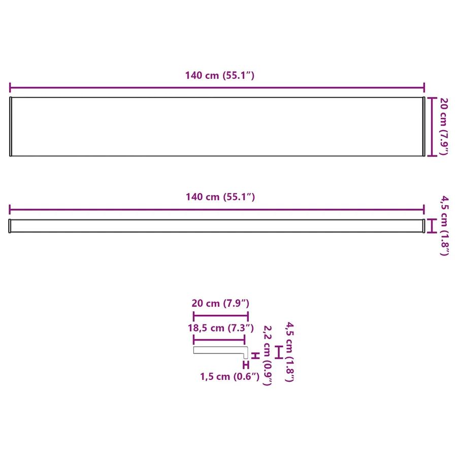 Appui de fenêtre Bois marron 140 x 20 x 4,5 cm PVC - 13