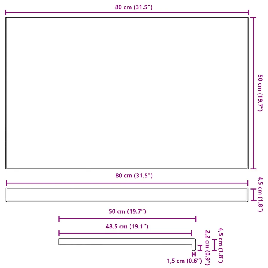 Appui de fenêtre Bois marron 80 x 50 x 4,5 cm PVC - 13