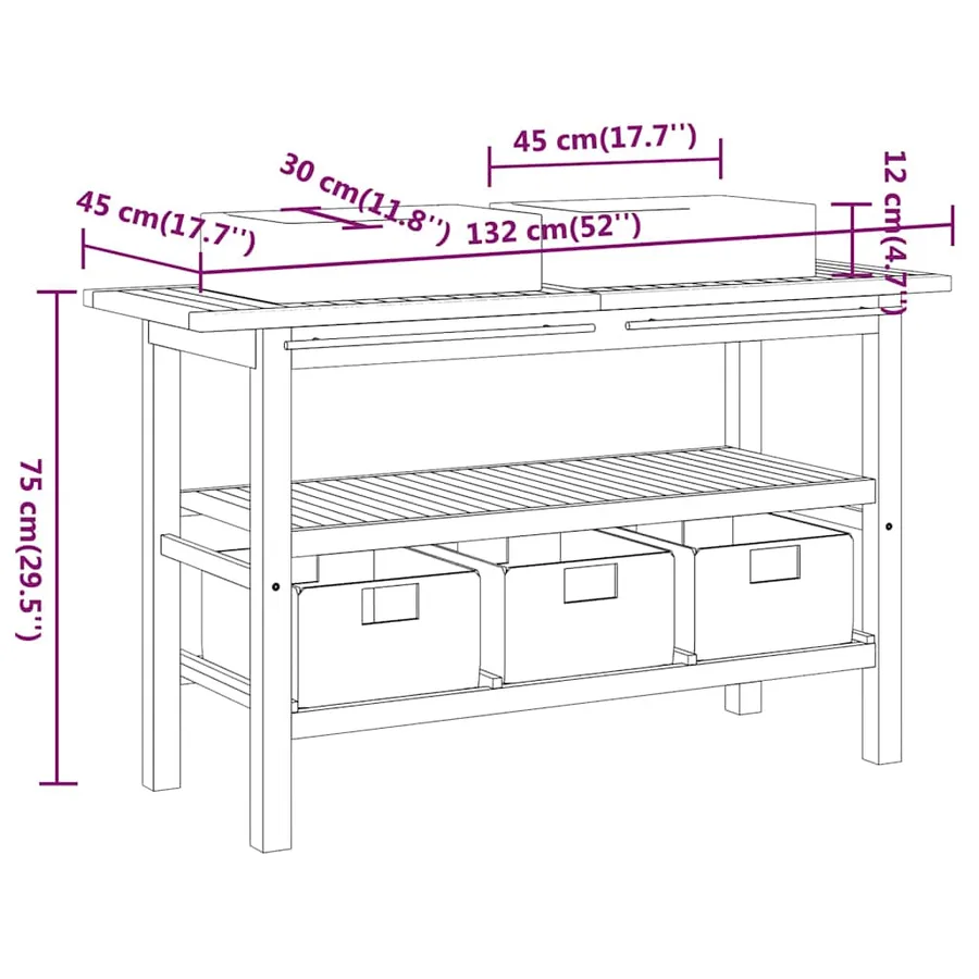 Armoire de salle de bain et lavabos en marbre crème Teck massif - 12