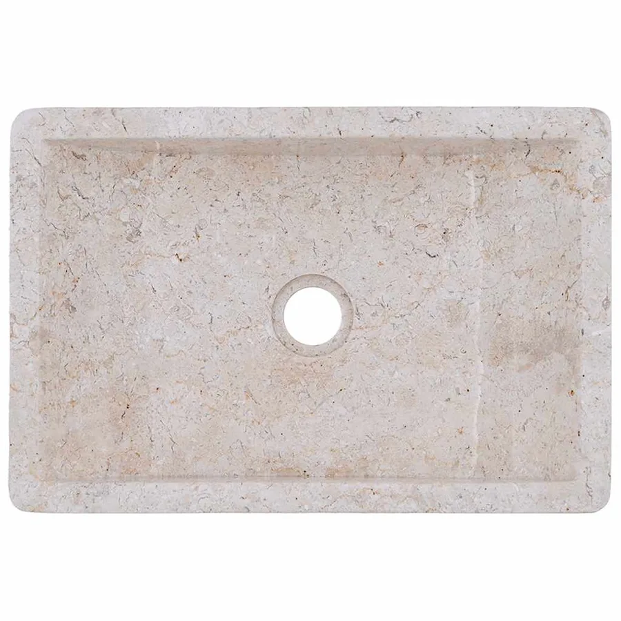 Armoire de salle de bain et lavabos en marbre crème Teck massif - 17