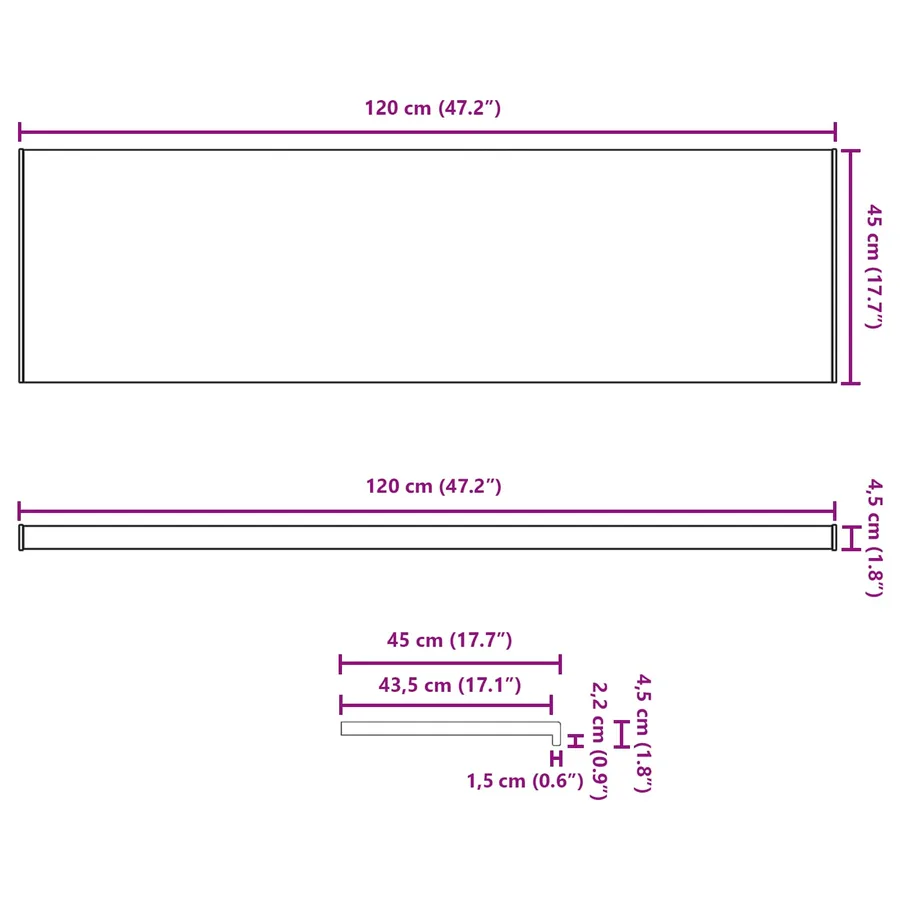 Appui de fenêtre Texture marbre 120 x 45 x 4,5 cm PVC - 13