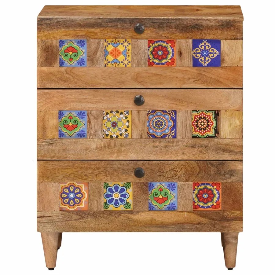 Cabinet de chevet Naturel 50 x 33 x 62 cm Bois de mangue massif - 3