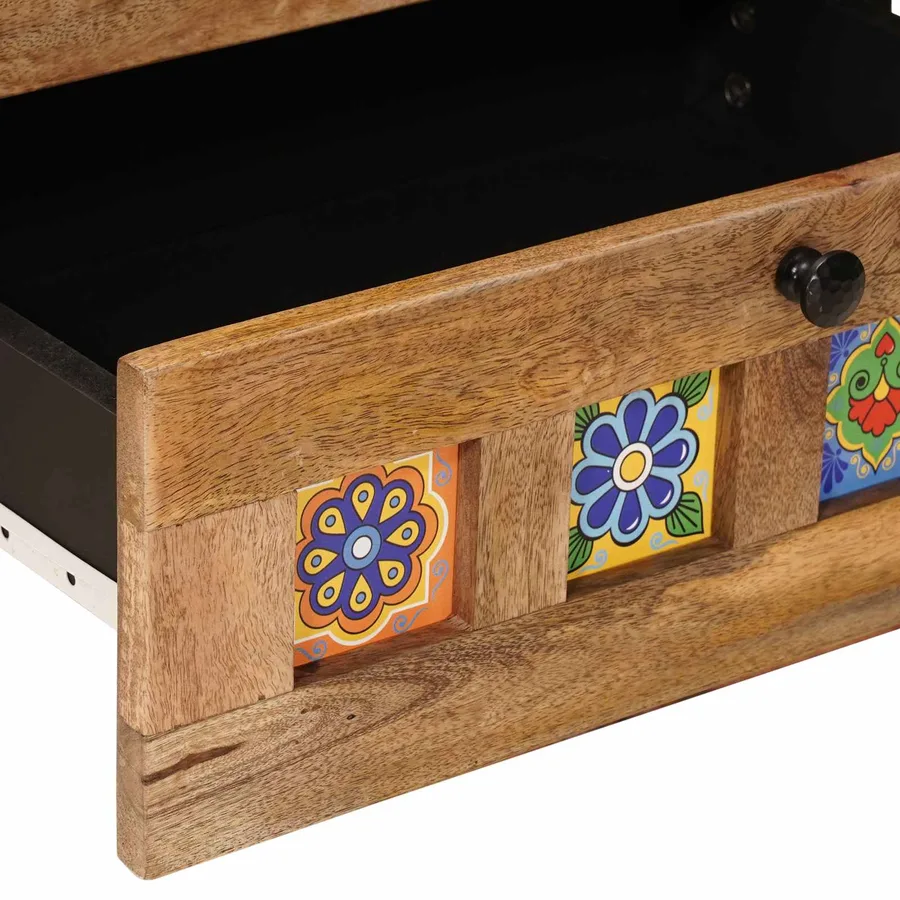 Cabinet de chevet Naturel 50 x 33 x 62 cm Bois de mangue massif - 7