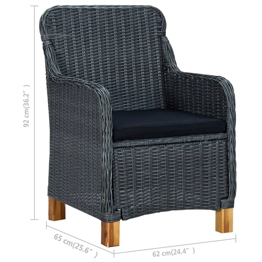 Chaises de jardin avec coussins lot de 2 Résine tressée - 8