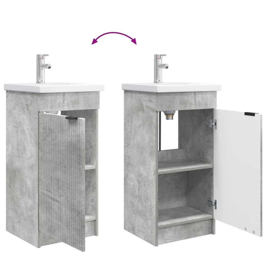 Meuble de salle de bain avec évier Gris béton 42 x 40 x 84,5 cm - 8