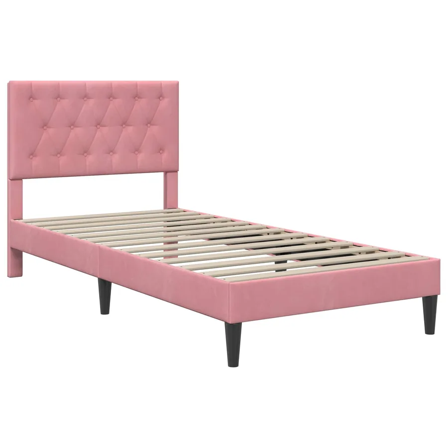 Cadre de lit avec matelas Rose 100 x 200 cm Velours - 4