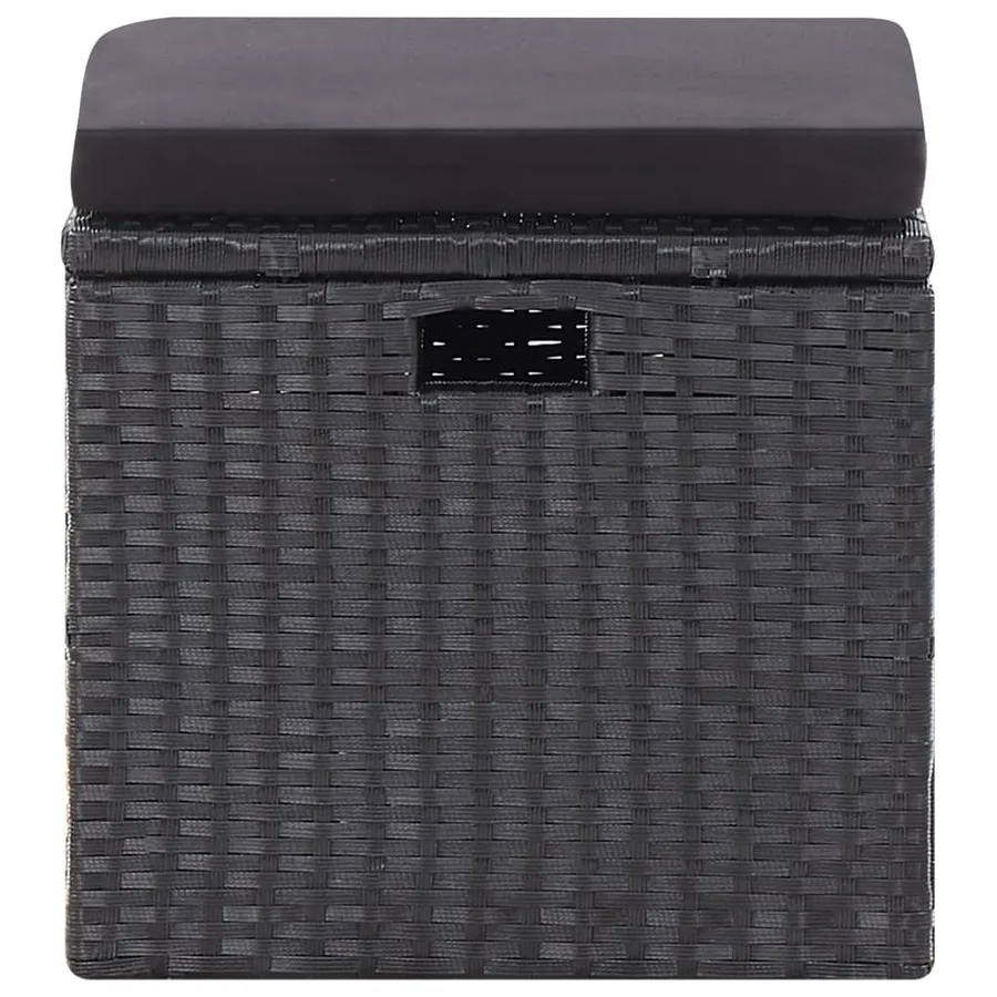 Salon de jardin 6 pcs avec coussins Résine tressée Noir - 12