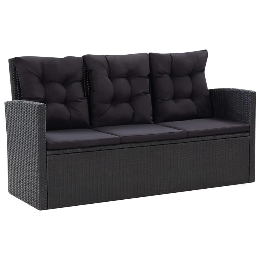Salon de jardin 6 pcs avec coussins Résine tressée Noir - 2
