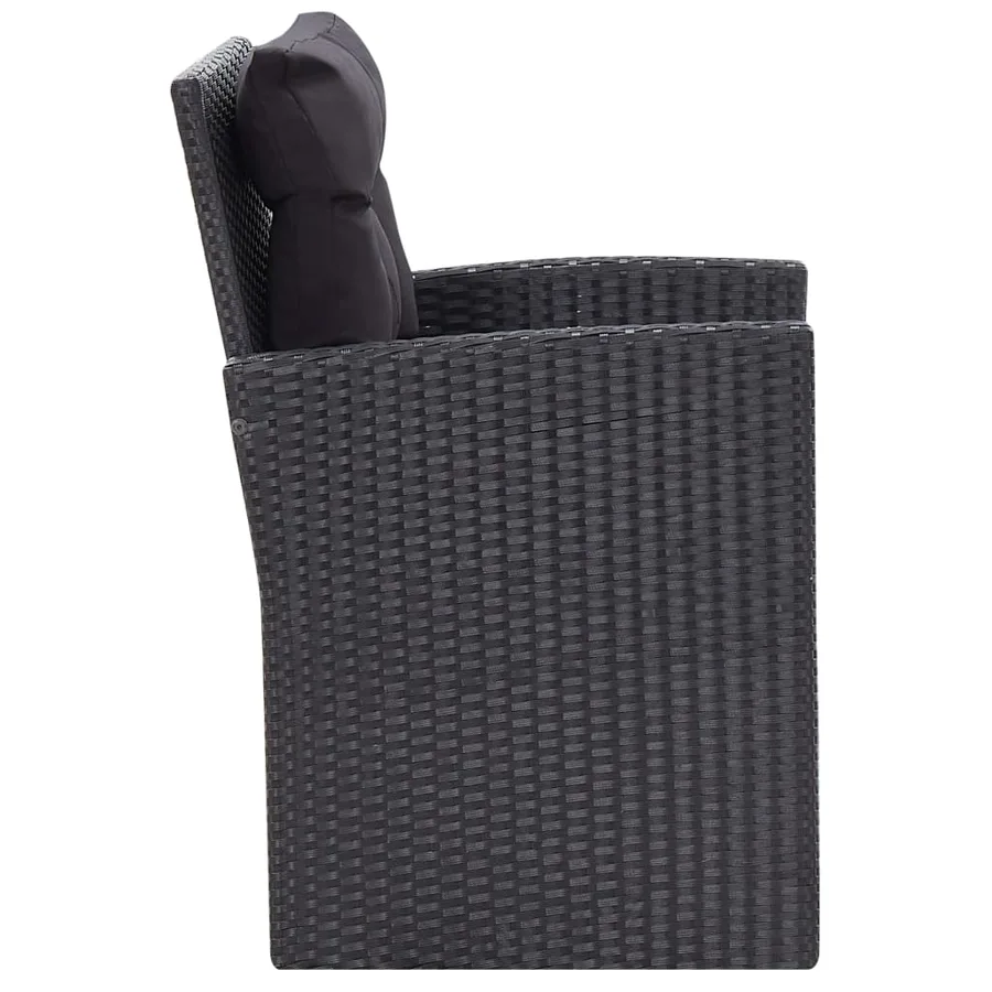 Salon de jardin 6 pcs avec coussins Résine tressée Noir - 7